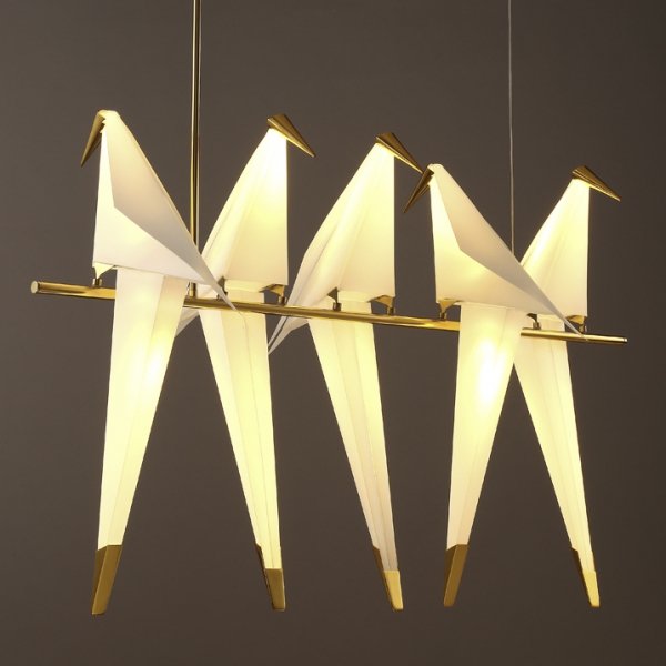 Люстра Origami Bird Chandelier Line 5 Бежево-серый Золотой в Ростове-на-Дону | Loft Concept 