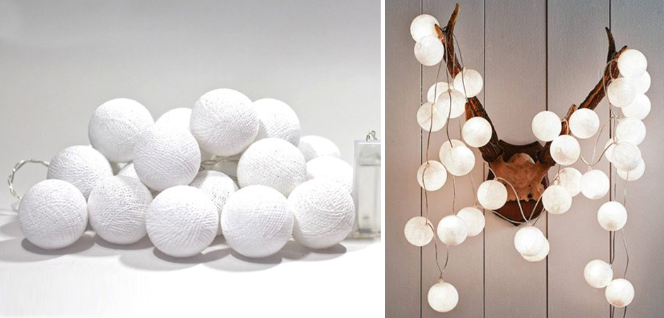 Гирлянда хлопковые фонарики Сotton Ball White - Loft-Concept в Ростове-на-Дону