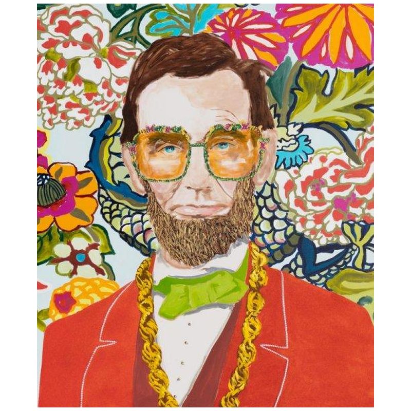  Abe Lincoln with Donkey Chain, Floral Wallpaper, and Red Jacket   -- | Loft Concept 