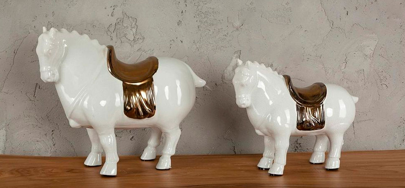 Фигурка керамика большая лошадь белая White Horse - фото