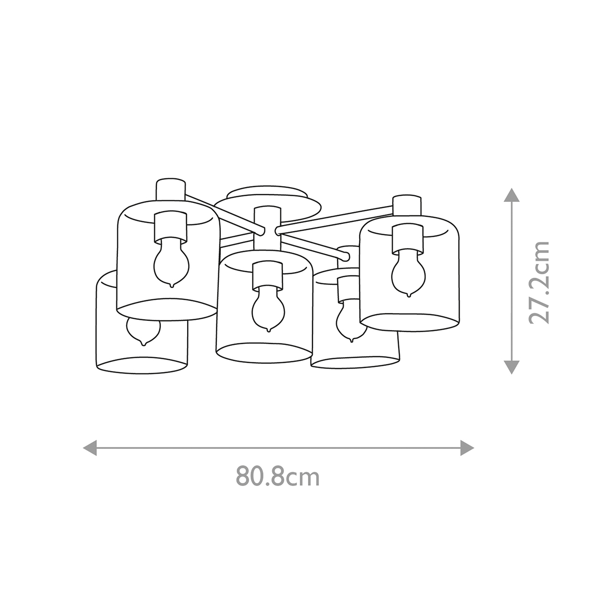 Потолочный светильник цвета латунь с пятью прозрачными цилиндрическими плафонами Hinkley в Ростове-на-Дону