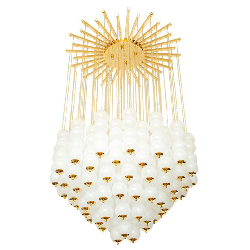       Flushmount Murano White Glass and Brass Ceiling Light    -- | Loft Concept 