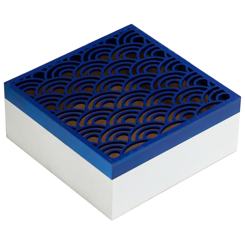 Шкатулка Deep Blue Scales Pattern Box Белый Синий в Ростове-на-Дону | Loft Concept 