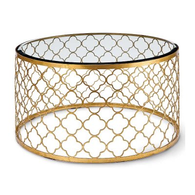   Gable Hollywood Regency Glass Gold Leaf Round Coffee Table   -- | Loft Concept 