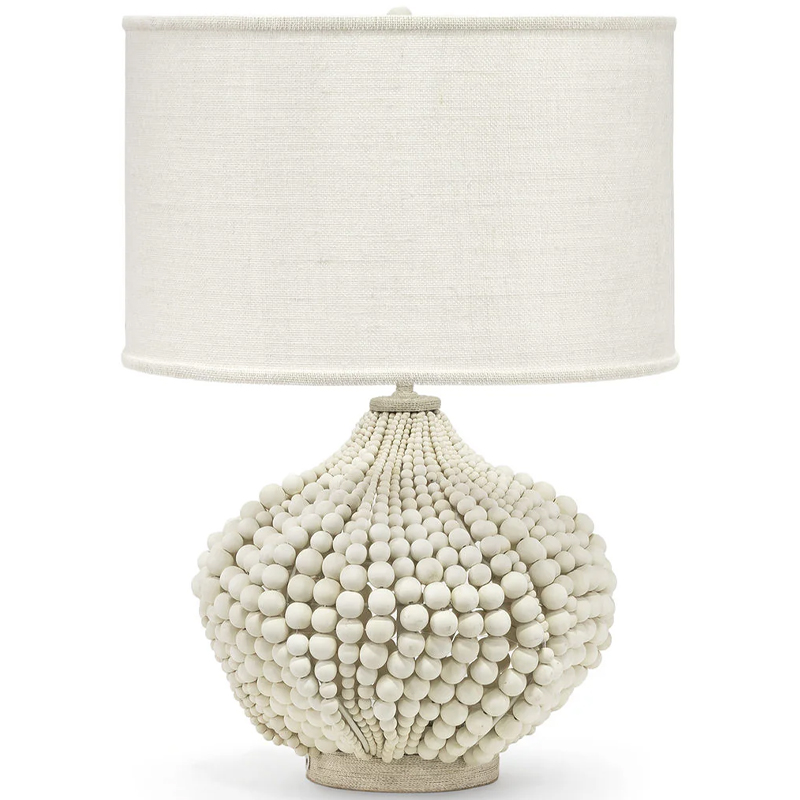           White Wooden Beads Table Lampshade   -- | Loft Concept 