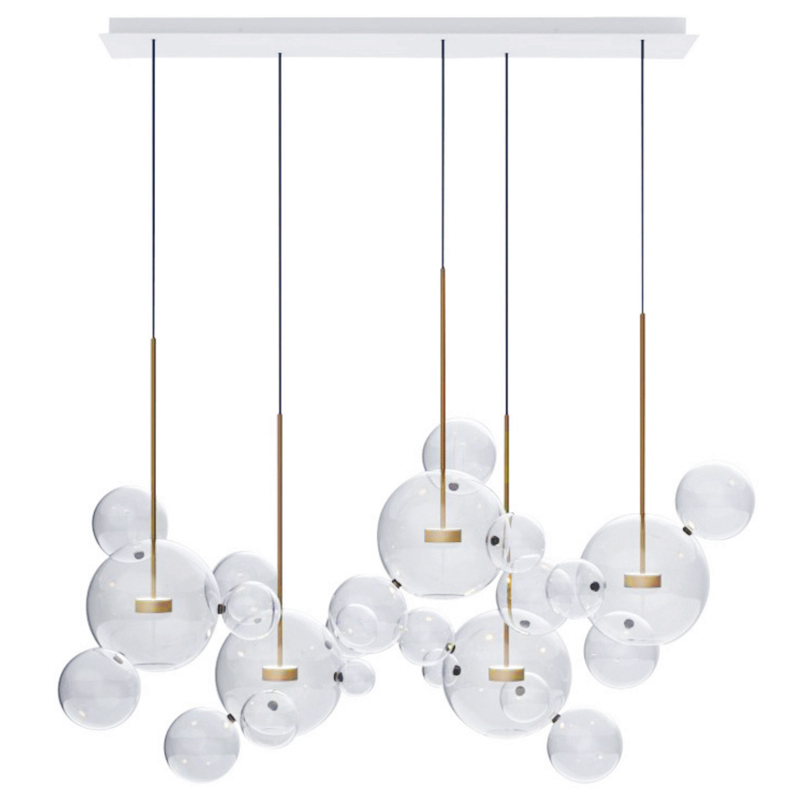 Люстра Giopato & Coombes Bolle Zigzag Chandelier 24 BUBBLE Linear Латунь Прозрачный (Transparent) в Ростове-на-Дону | Loft Concept 