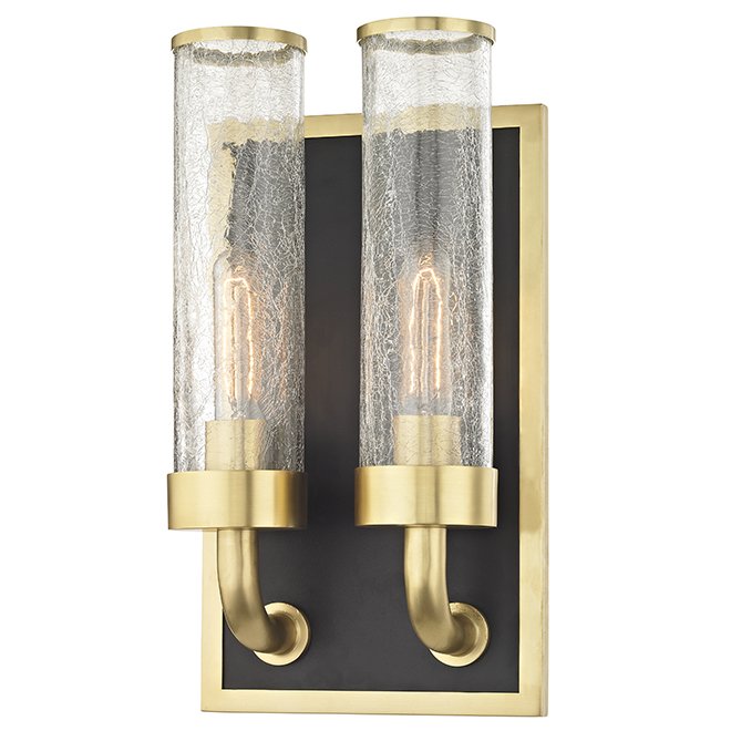  Hudson Valley 1722-AGB Soriano 2 Light Wall Sconce In Aged Brass     (Transparent)  -- | Loft Concept 