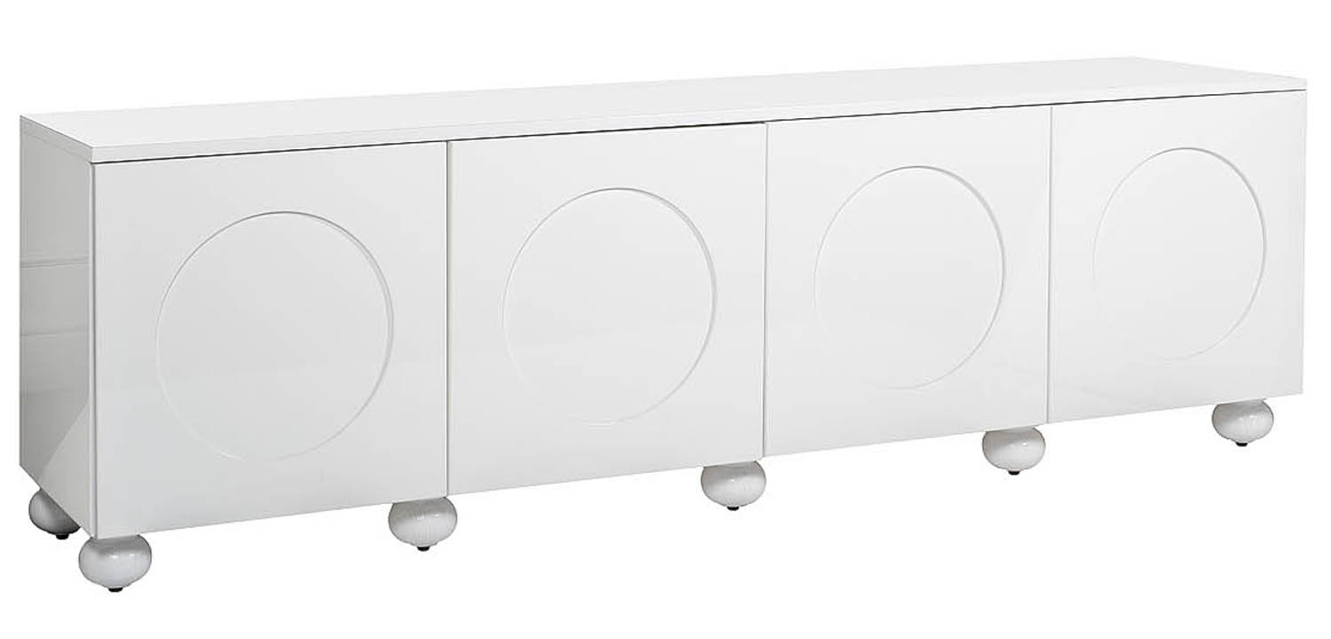 TV-тумба на круглых ножках Arnel white Глянцевая белая - фото