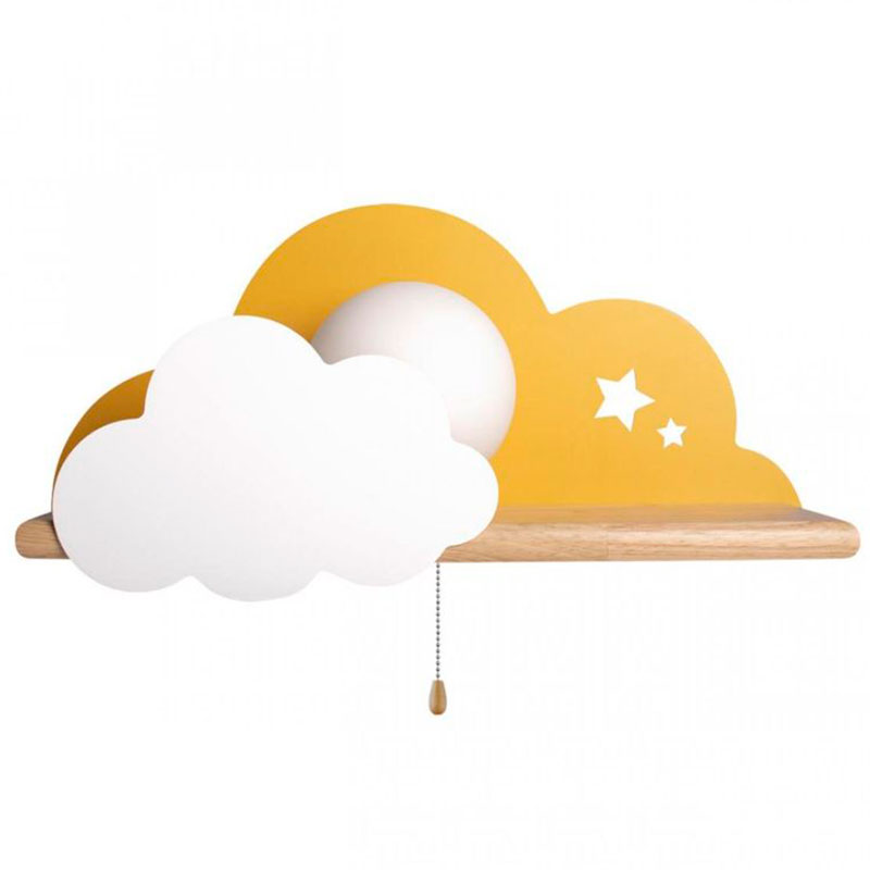 Бра с полкой желтое Облако Wall Lamp Yellow Cloud Желтый Древесина в Ростове-на-Дону | Loft Concept 