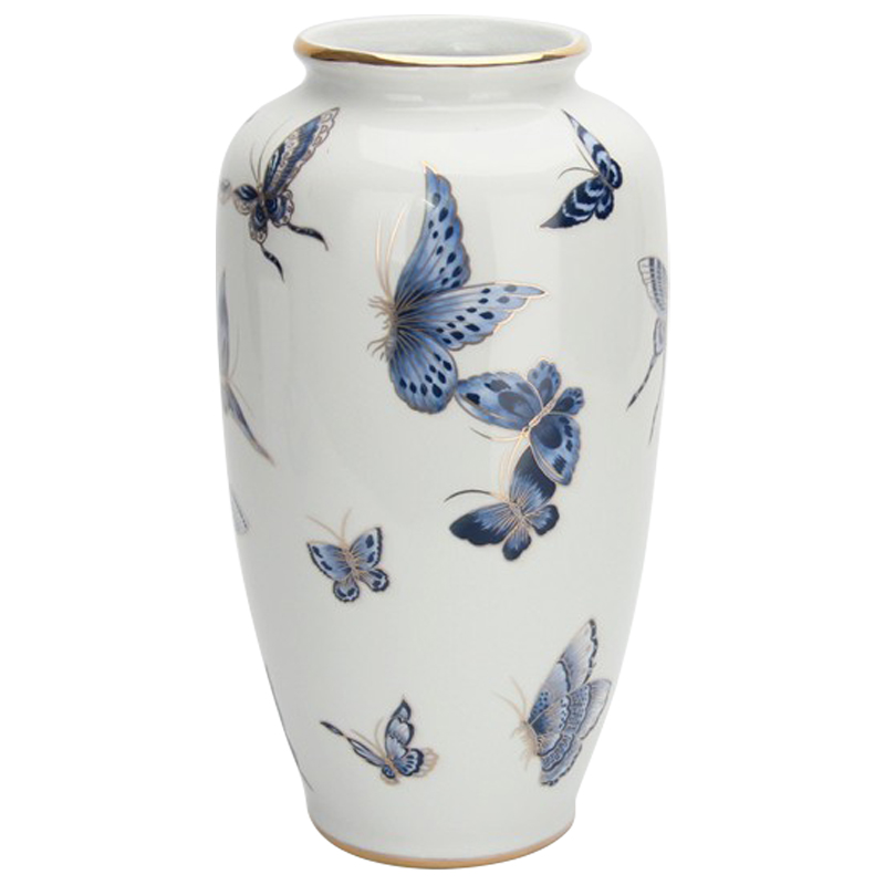  Porcelain Butterfly Blue and Gold Vase  -   -- | Loft Concept 