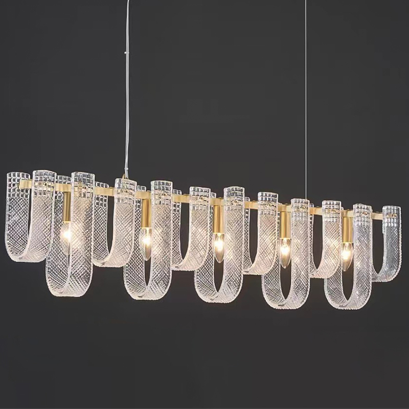   Prudence Textured Glass Linear Chandelier B     -- | Loft Concept 