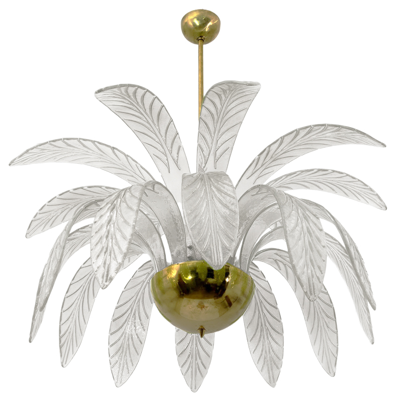 Люстра Modern Chandelier Palm White Стеклянные Листья Пальмы  Золотой Белое матовое стекло в Ростове-на-Дону | Loft Concept 