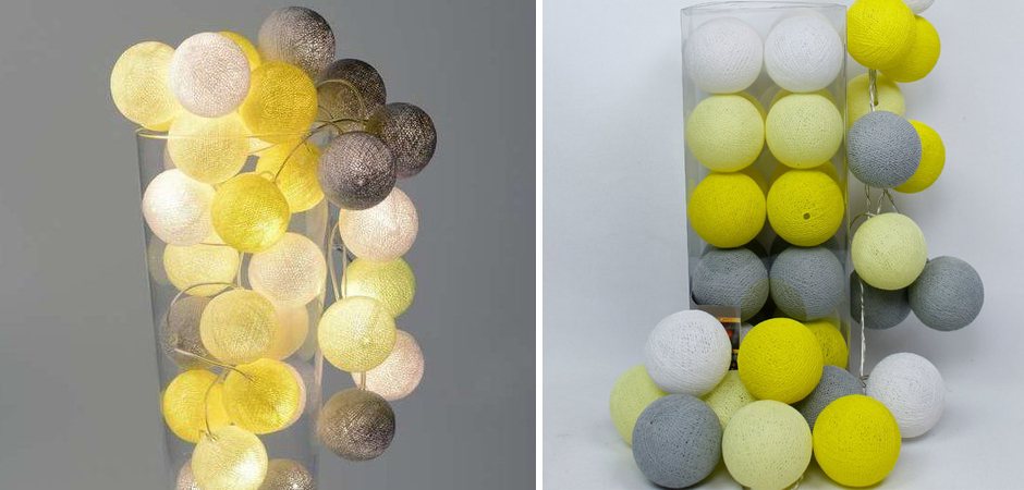 Гирлянда хлопковые фонарики Сotton Ball Yellow - Loft-Concept в Ростове-на-Дону