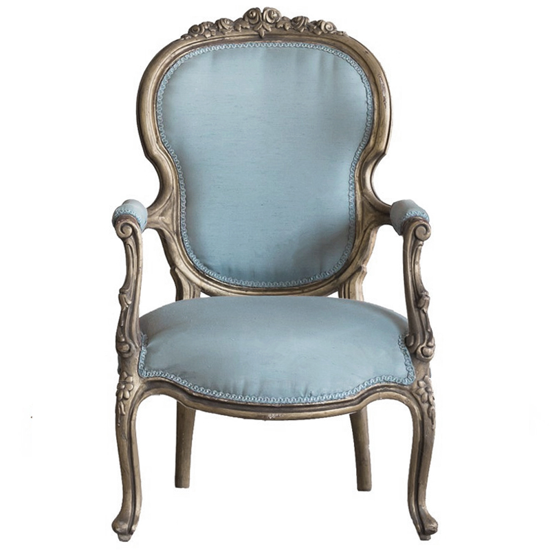  Arm Carved Chair  blue linen ̆ ̆ ̆   -- | Loft Concept 