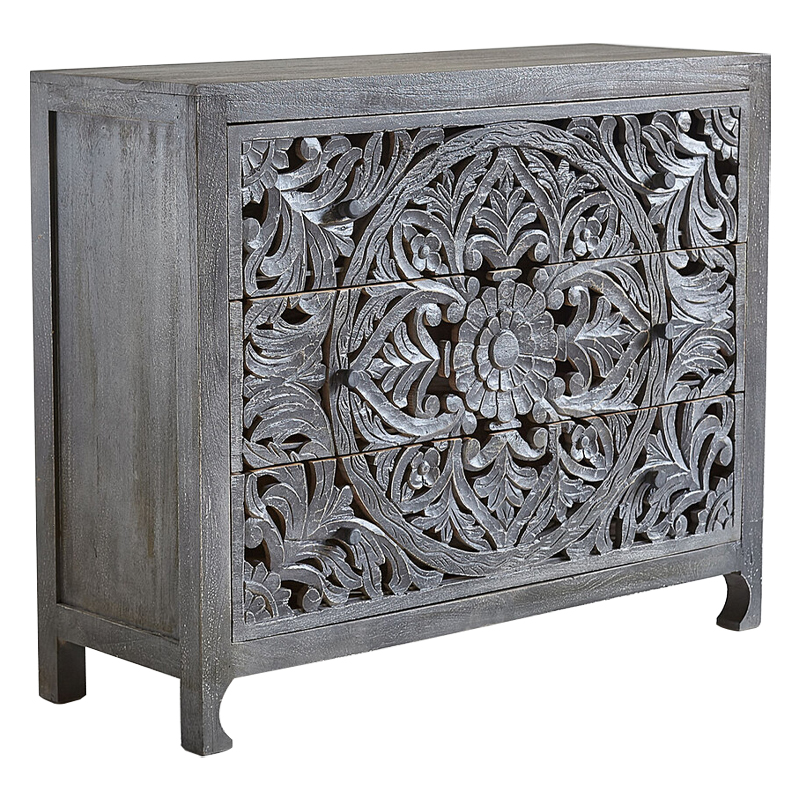 Комод Indian Antique White Furniture Chest of Drawers Kailash серый Серый в Ростове-на-Дону | Loft Concept 