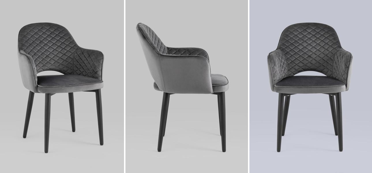 Стул SHARRON ромбы Серый Велюр - фото