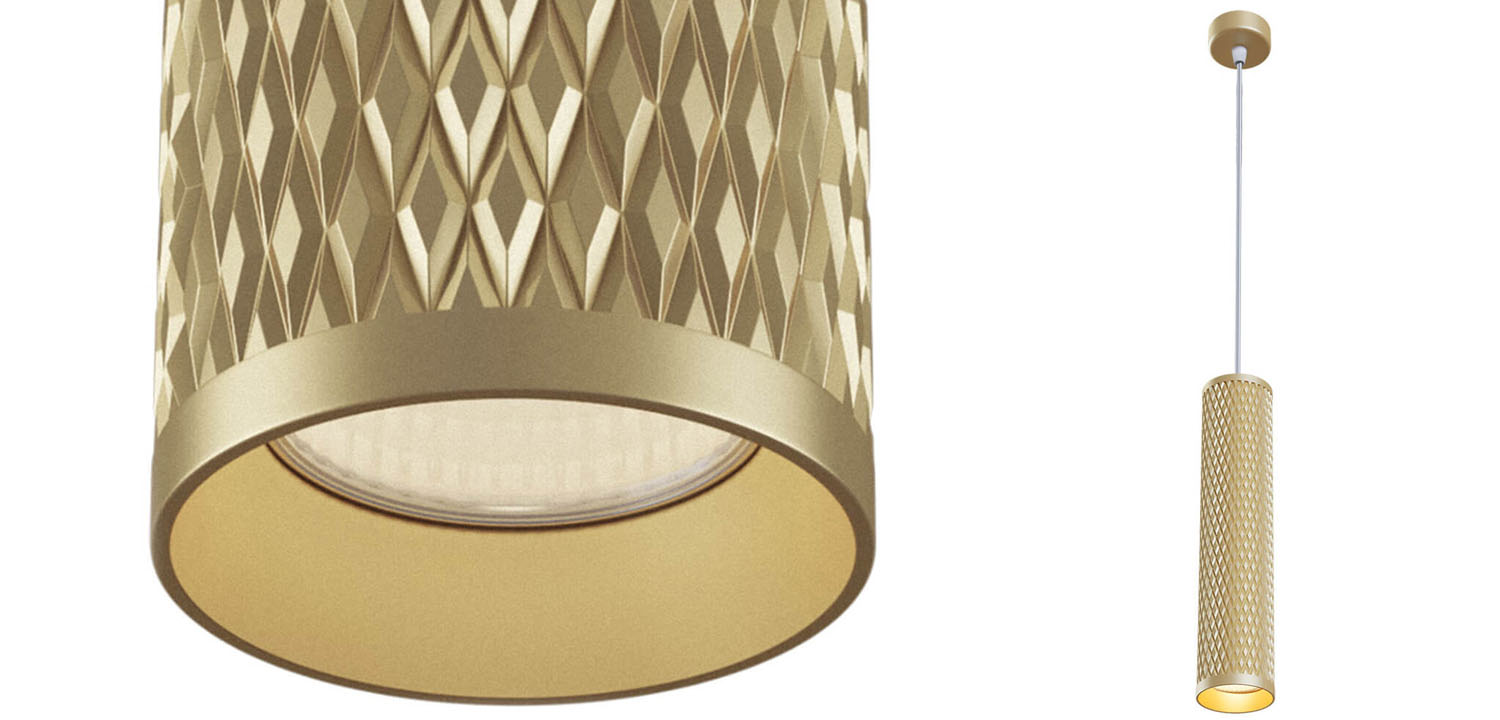 Подвесной светильник Trumpet tube gold rhombus - фото