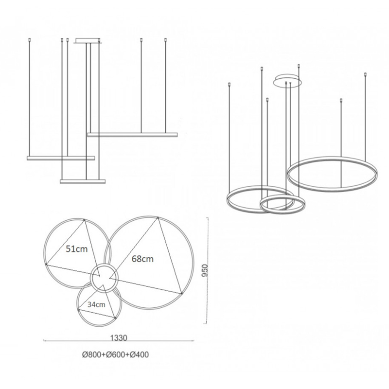 Люстра Crystal round chandelier 3 кольца Белый в Ростове-на-Дону