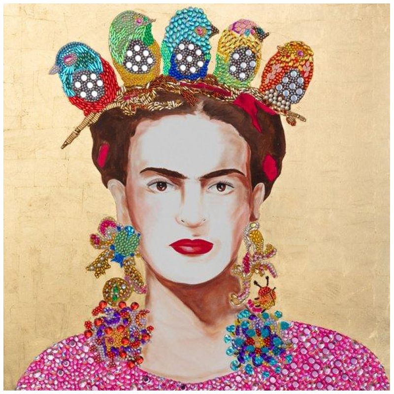  Frida with Little Birds Crown and Gold Leaf Background   -- | Loft Concept 