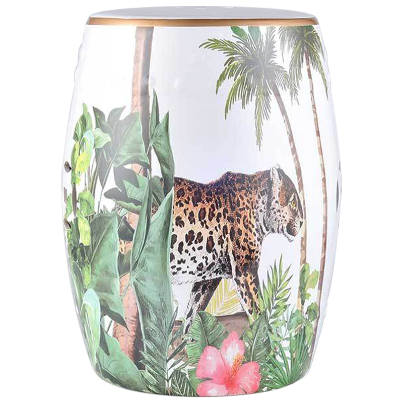   Leopard Tropical Animal Ceramic Stool White     -- | Loft Concept 