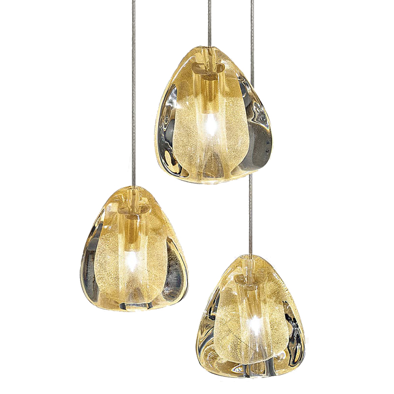 Подвесной светильник Mizu 1 Suspension Lamp Gold Янтарь (Amber) Хром в Ростове-на-Дону | Loft Concept 