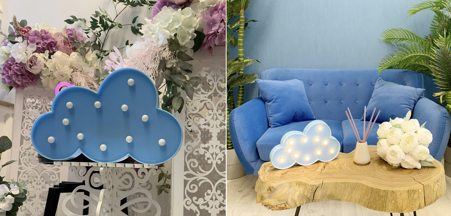 Настольная лампа Синее Облако с лампочками  - фото