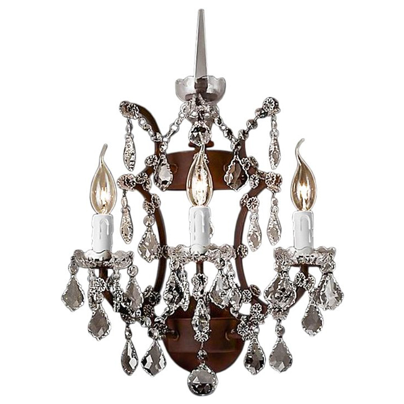 Бра 19th c. Rococo IRON & CLEAR CRYSTAL Brown Wall Lamp Коричневый винтаж Прозрачное Стекло в Ростове-на-Дону | Loft Concept 