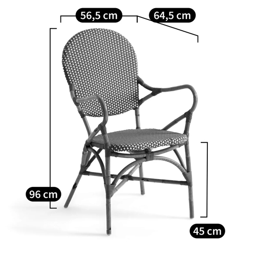     Ronald Black White Rattan Chair  --
