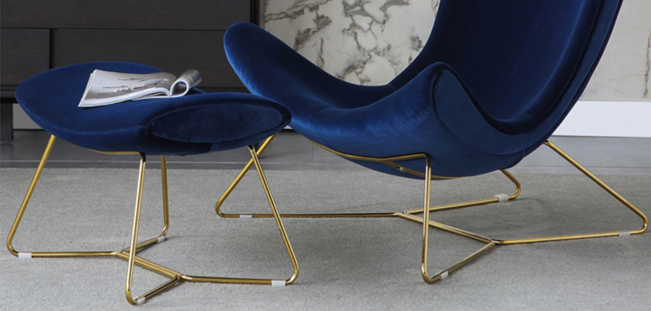 Кресло Имола Лаунж велюр с оттоманкой - фото №1