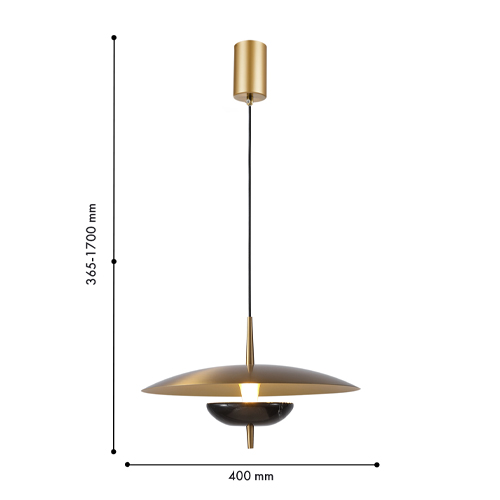 Подвесной светильник с золотым металлическим плафоном округлой формы и декоративным элементом из чёрного мрамора Midnight Grace  в Ростове-на-Дону