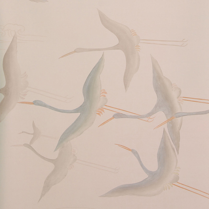    Cranes Scroll Original colourway on Rose Shadow metallic silk   -- | Loft Concept 