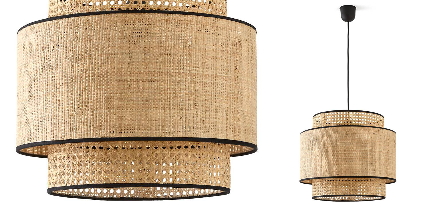 Подвесной светильник Ottar Dual Wicker beige black - фото №1