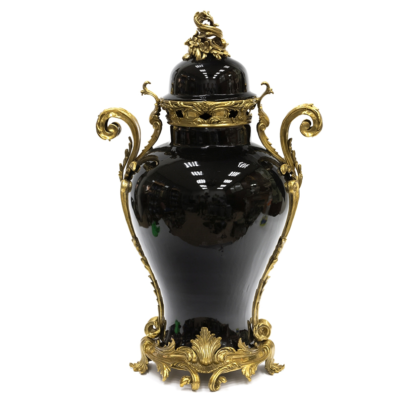 Большая ваза Selenia Black Vase Bronze Patterns Черный Бронза в Ростове-на-Дону | Loft Concept 