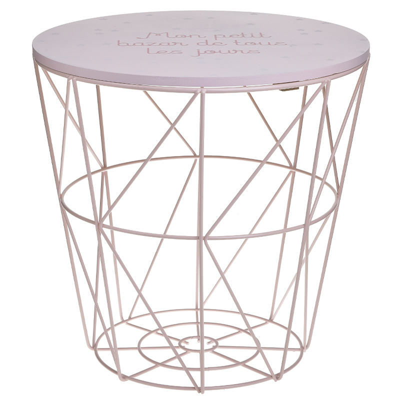 Круглый приставной стол-корзина Pink Wire Basket Side Table Розовый в Ростове-на-Дону | Loft Concept 