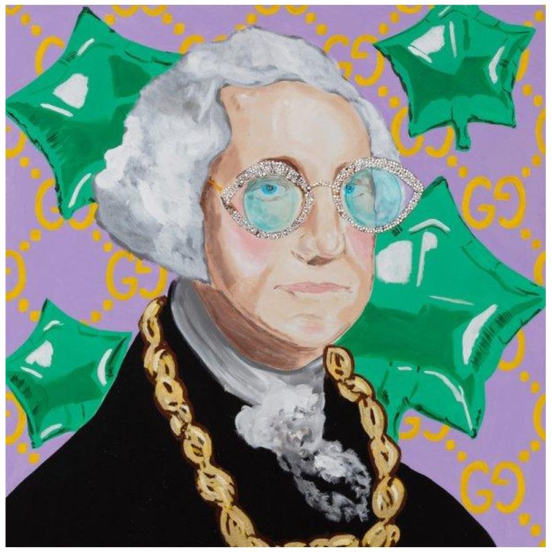  George Washington with Green Mylar Balloons and Gucci Background   -- | Loft Concept 