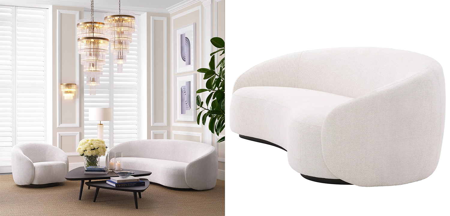 Диван Eichholtz Sofa Amore Молочный Черный - фото