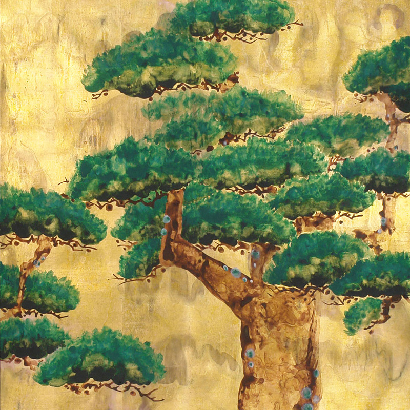    Pine Trees Original colourway on Old Gold gilded paper with pearlescent antiquing   -- | Loft Concept 