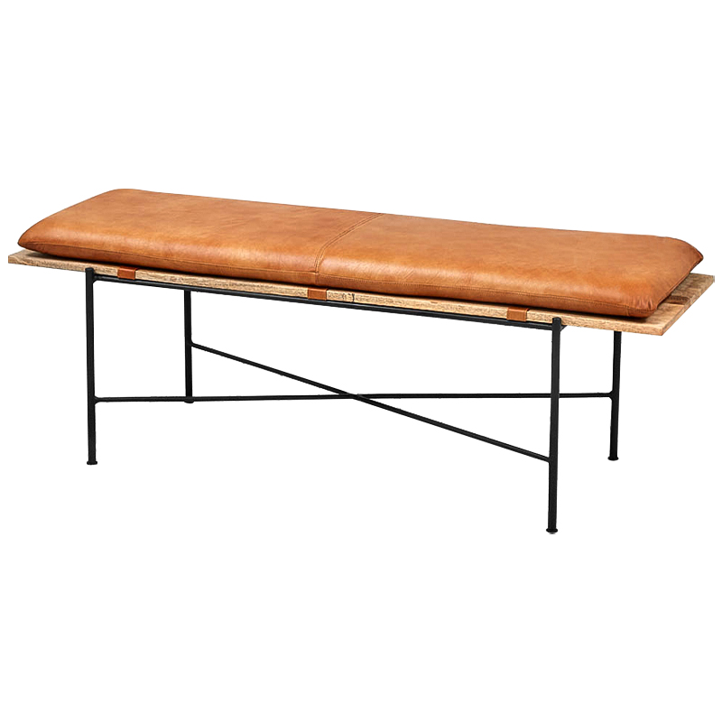  Leather Metal Wood Bench     -- | Loft Concept 