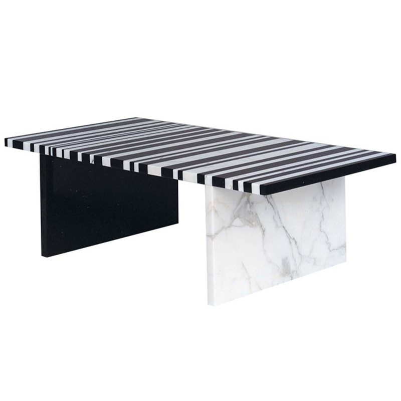 Кофейный стол CODICE A BARRE Black & White Marble Coffee Table Черно-белый Черный Мрамор Nero Белый Мрамор Bianco в Ростове-на-Дону | Loft Concept 