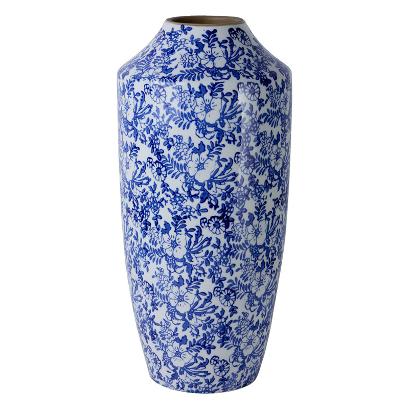 Ваза с синим цветочным узором Blue & White Ornament Белый Синий Ваза с синим цветочным узором Blue & White Ornament Белый Синий в Ростове-на-Дону | Loft Concept