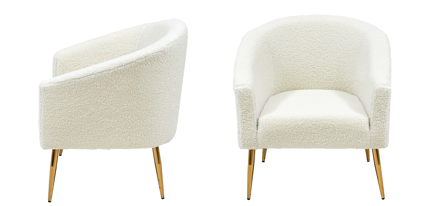 Кресло из белой ткани букле Boucle Luisa  Armchair - фото