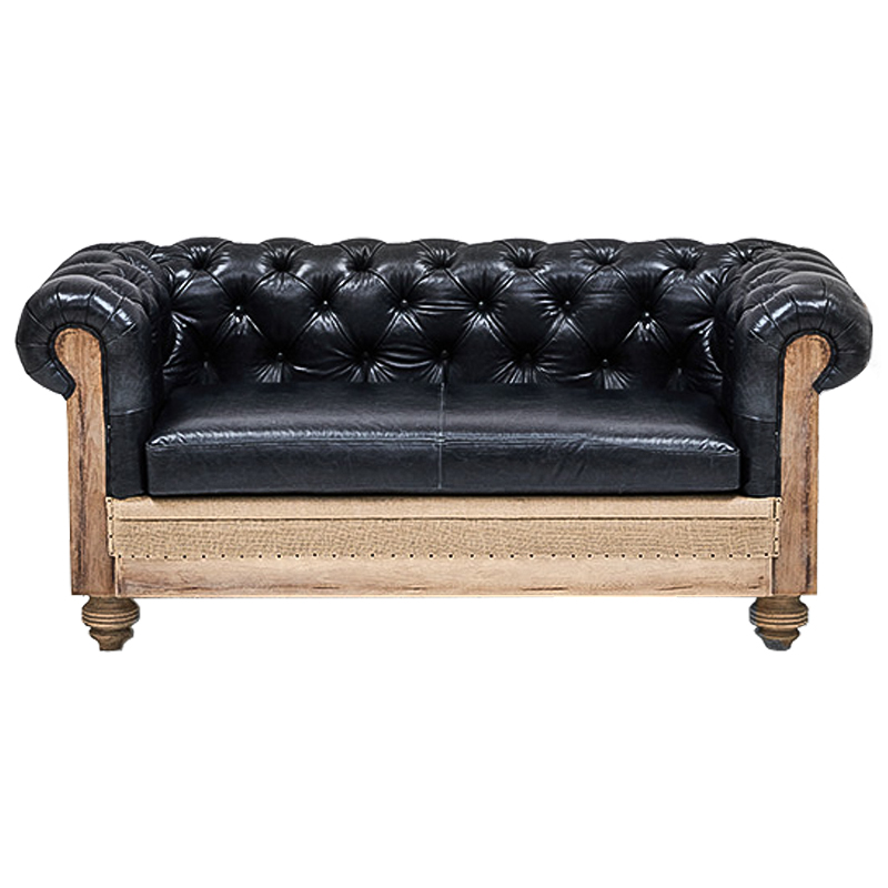 Диван Deconstructed Chesterfield Sofa double Black leather Черный Коричневый в Ростове-на-Дону | Loft Concept 