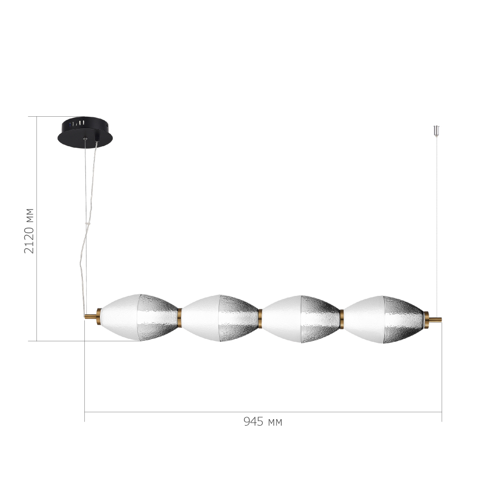 Подвесной светильник линейный в сочетании двух разных фактур стекла Enchanting в Ростове-на-Дону