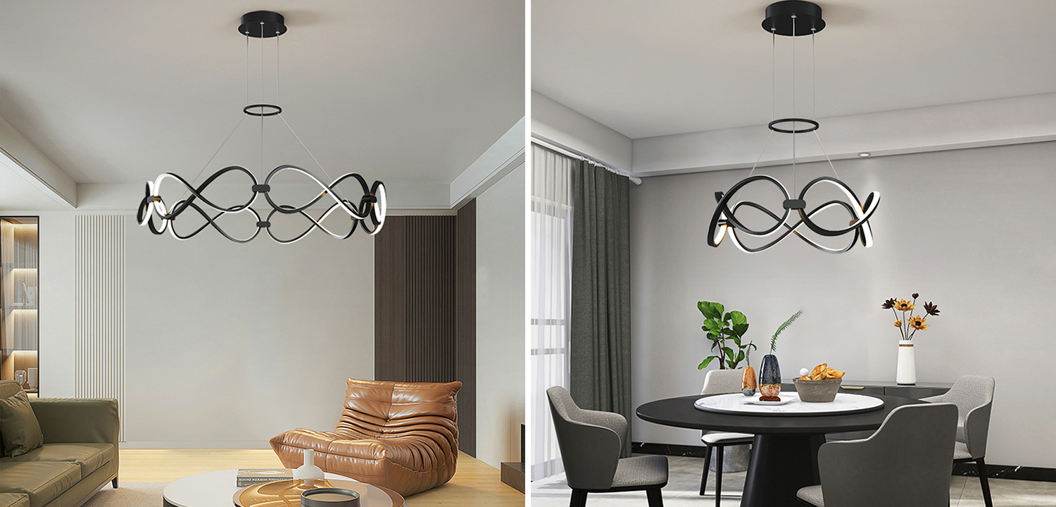 Кольцеобразная Люстра FORLI BW Черный цвет - фото №1