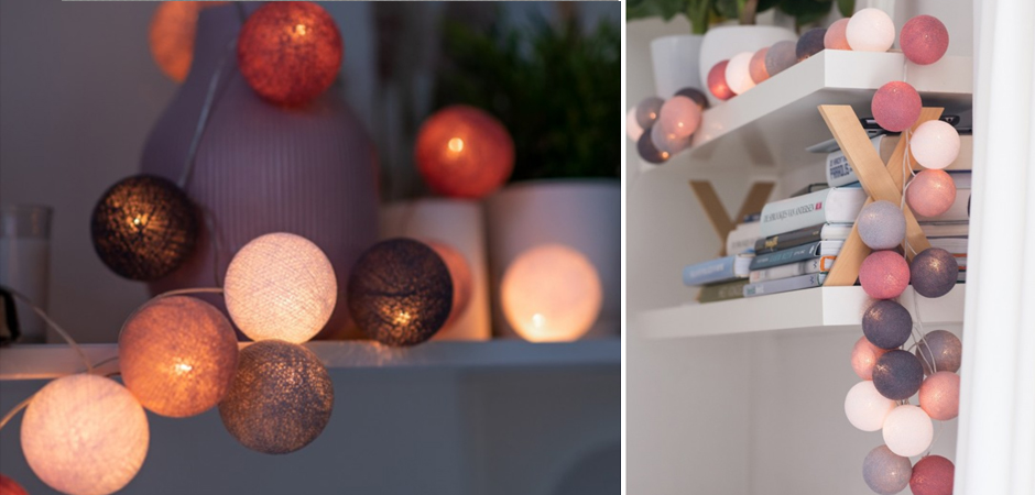 Гирлянда хлопковые фонарики Сotton Ball Dirty Rose - Loft-Concept в Ростове-на-Дону