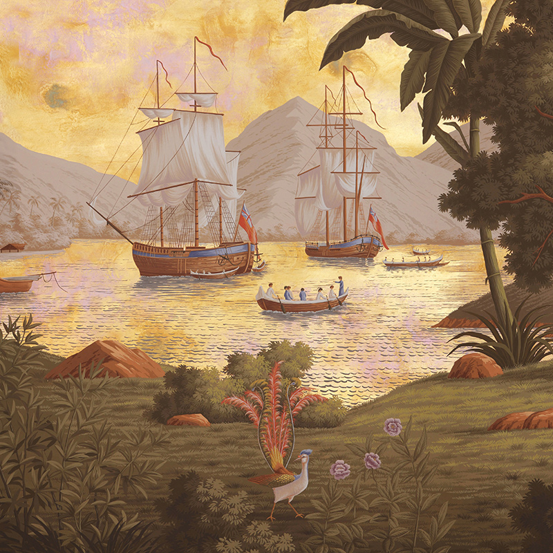    Voyage of the Pacific Amarelo on Deep Rich Gold gilded paper with antiquing   -- | Loft Concept 