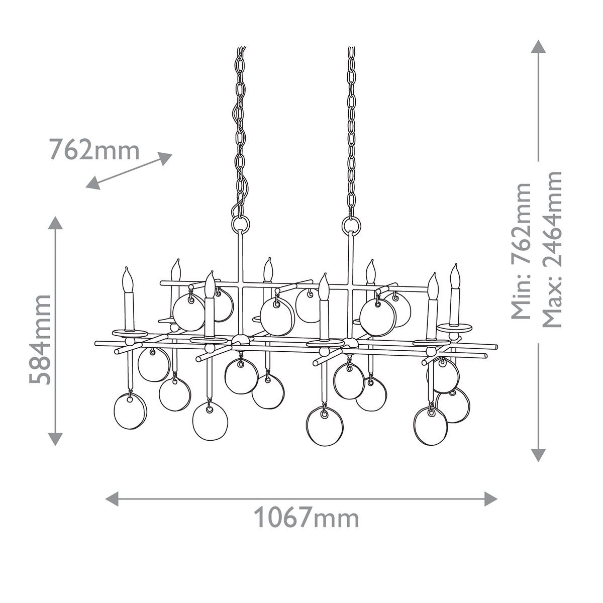 Люстра подвесная с 8-ю лампами и стеклянными круглыми подвесками Currey & Company в Ростове-на-Дону