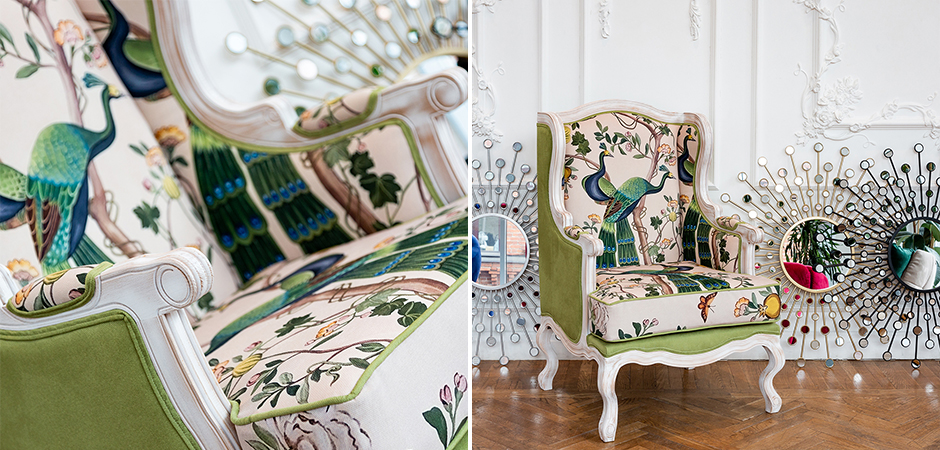Кресло с зелеными павлинами Emperor