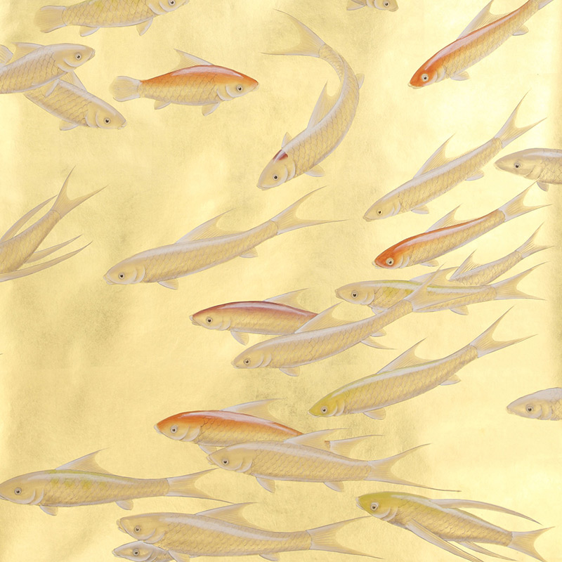    Fishes Koi on Deep Rich Gold gilded paper   -- | Loft Concept 