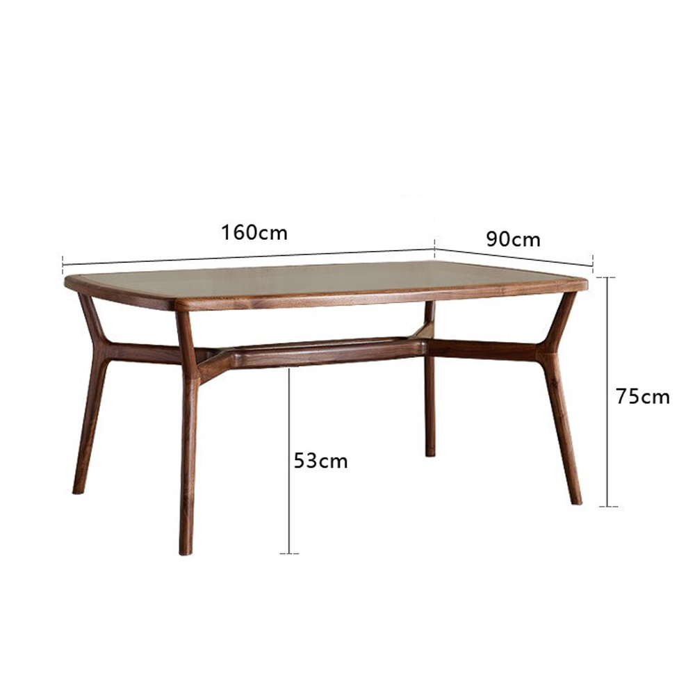 Стол обеденный с каркасом из дерева и стеклянной столешницей Walnut Dining Table в Ростове-на-Дону